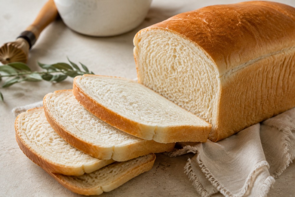 Blødt sandwichbrød skåret i ens skiver
